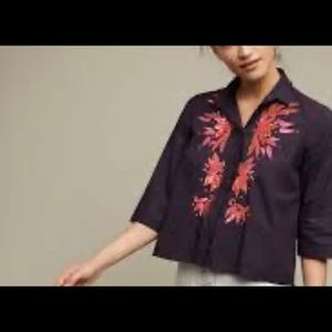 Anthropologie Maeve Poplin Top Size 00